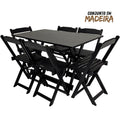 Conjunto Mesa de Madeira 120x70 com 6 Cadeiras Dobráveis Imbuia