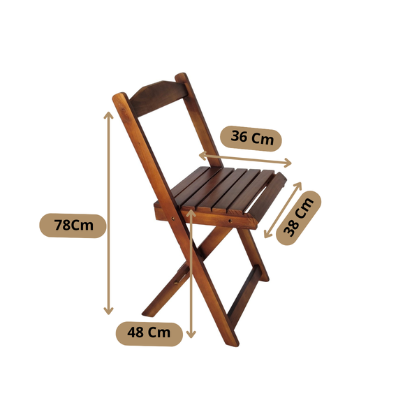 Kit Mesa Dobrável 70x70 Tampo Madeira, + 4 Cadeiras Dobrável Retrátil